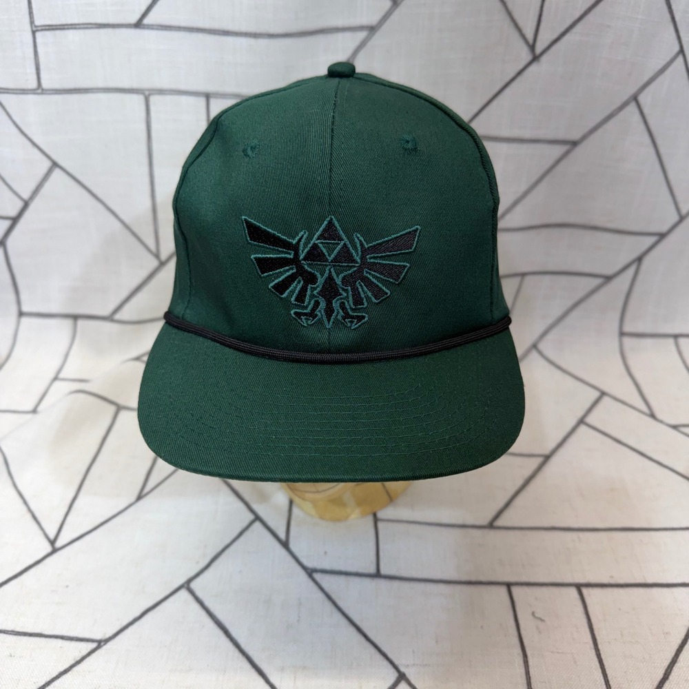 The Legend of Zelda Snapback Hat OS Green Tears of the Kingdom Hylian Crest Rope